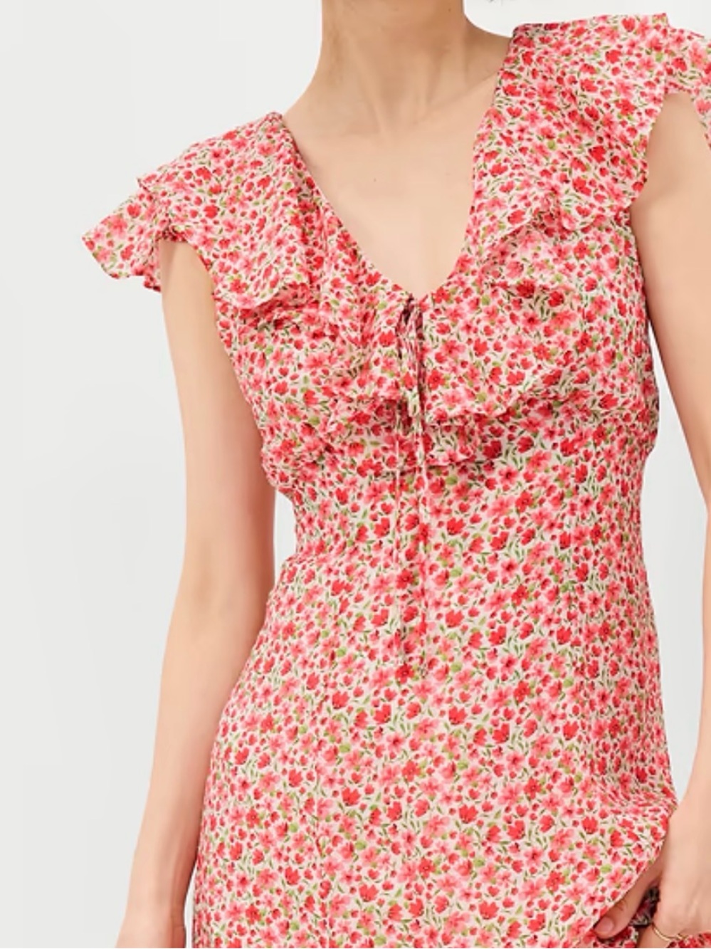 Old Navy Pink Floral Ruffle V-Neck Dress